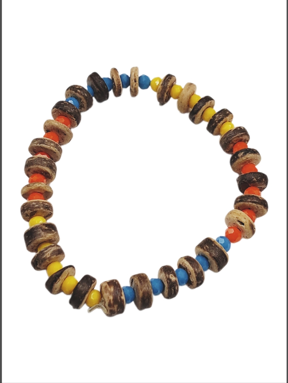 Multicolor Wood & Glass Beaded Slip-on Bracelet